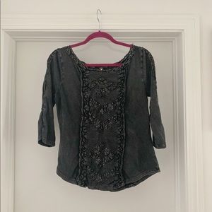 Free People Faded Black Detailed Top